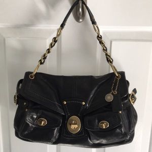 Coach Legacy Leigh turn lock black leather